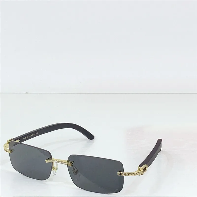 New fashion design square sunglasses rimless frame with dia decoration wooden temples simple and versatile style outdoor UV400 protection glasses - Image 4
