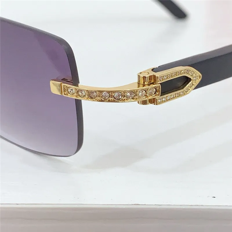 New fashion design square sunglasses rimless frame with dia decoration wooden temples simple and versatile style outdoor UV400 protection glasses - Image 8